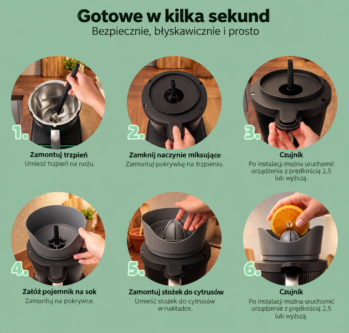 Montaż wyciskarki do cytrusów na Thermomix TM7 krok po kroku